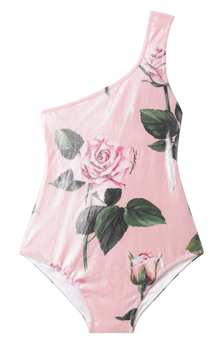 Детского слитный купальник DOLCE & GABBANA розового цвета, арт. L5J857/0N04U/2-6 | Фото 1 (Нос: Не проставлено; Девочки Кросс-КТ: Купальники-пляж; Принт: С принтом; Материал внешний: Синтетический материал; Материал подклада: Синтетический материал; Автоматизация состава: Проставлено; Ростовка одежда: 2 года | 92 см, 4 года | 104 см, 6 лет | 116 см, 5 лет | 110 см, 3 года | 98 см)