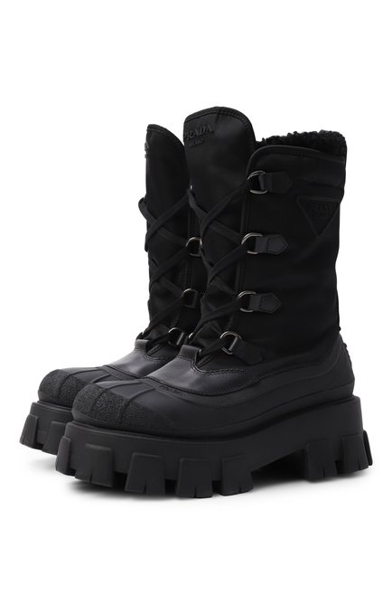 Женские комбинированные сапоги monolith PRADA, арт. 1U501M-3LEO-F0002-ZF55