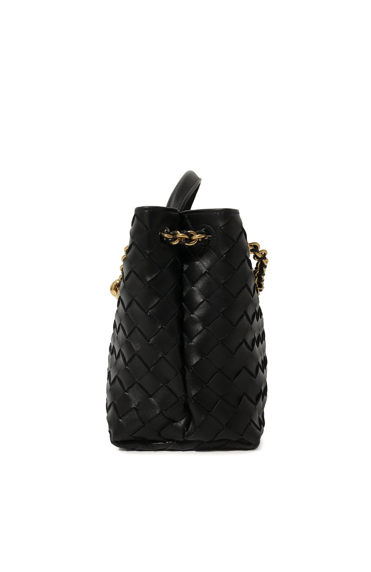 Женская сумка andiamo small BOTTEGA VENETA черного цвета, арт. 786008/VCPP1 | Фото 4 (Материал: Натуральная кожа; Размер: small; Ремень/цепочка: На ремешке)