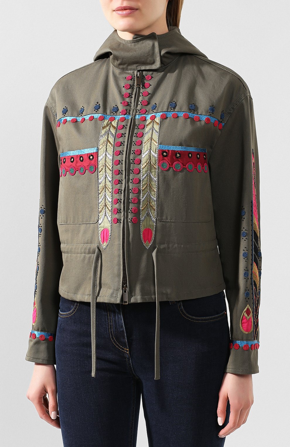 Хлопковая куртка VALENTINO хаки цвета по цене 545500 руб., арт. TB3CE01T2Q9, фото 3 Хлопковая куртка VALENTINO, арт. TB3CE01T2Q9, фото 3