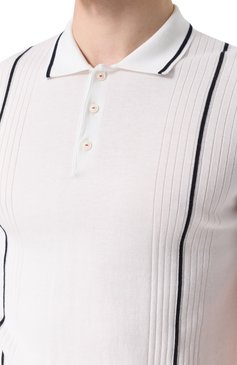 Мужское хлопковое поло KITON белого цвета, арт. UMK0715V110A | Фото 5 (Рукава: Короткие; Длина (для топов): Стандартные; Кросс-КТ: Трикотаж; Застежка: Пуговицы; Принт: Без принта; Стили: Кэжуэл; Материал внешний: Хлопок)