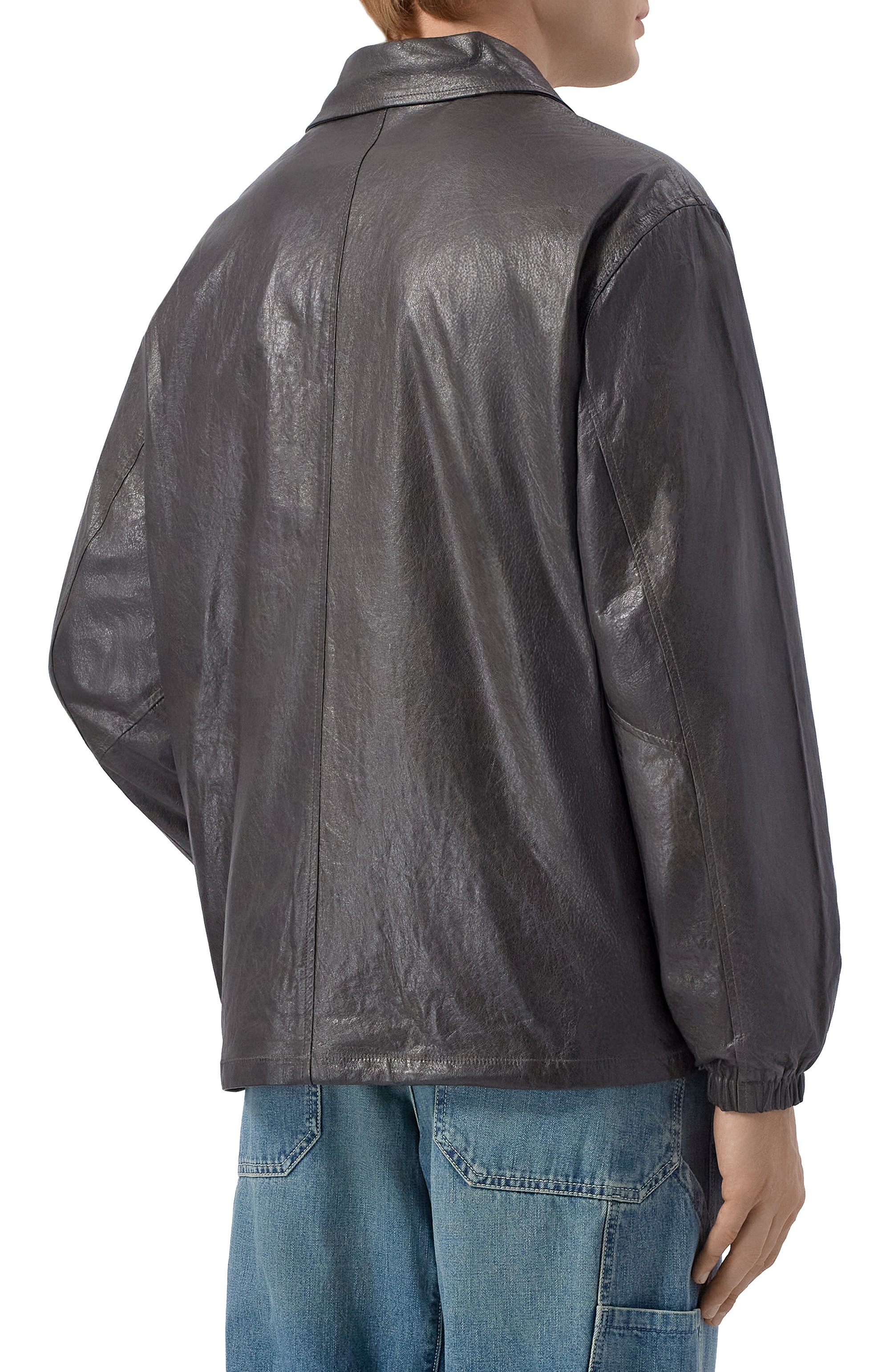 Кожаная куртка-рубашка GIORGIO BRATO темно-серого цвета по цене 172000 руб., арт. GU26S24003WRTM, фото 4 Кожаная куртка-рубашка GIORGIO BRATO, арт. GU26S24003WRTM, фото 4