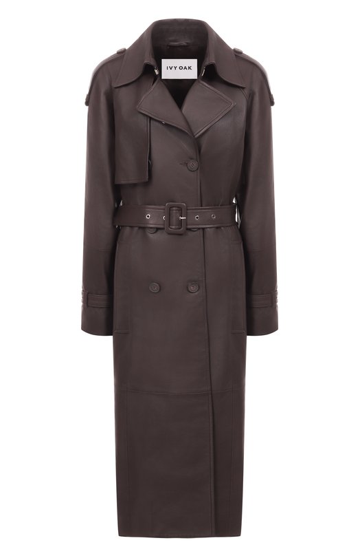 Кожаный тренч Ivy Oak I0118037/LINDA Коричневый I0118037/LINDA