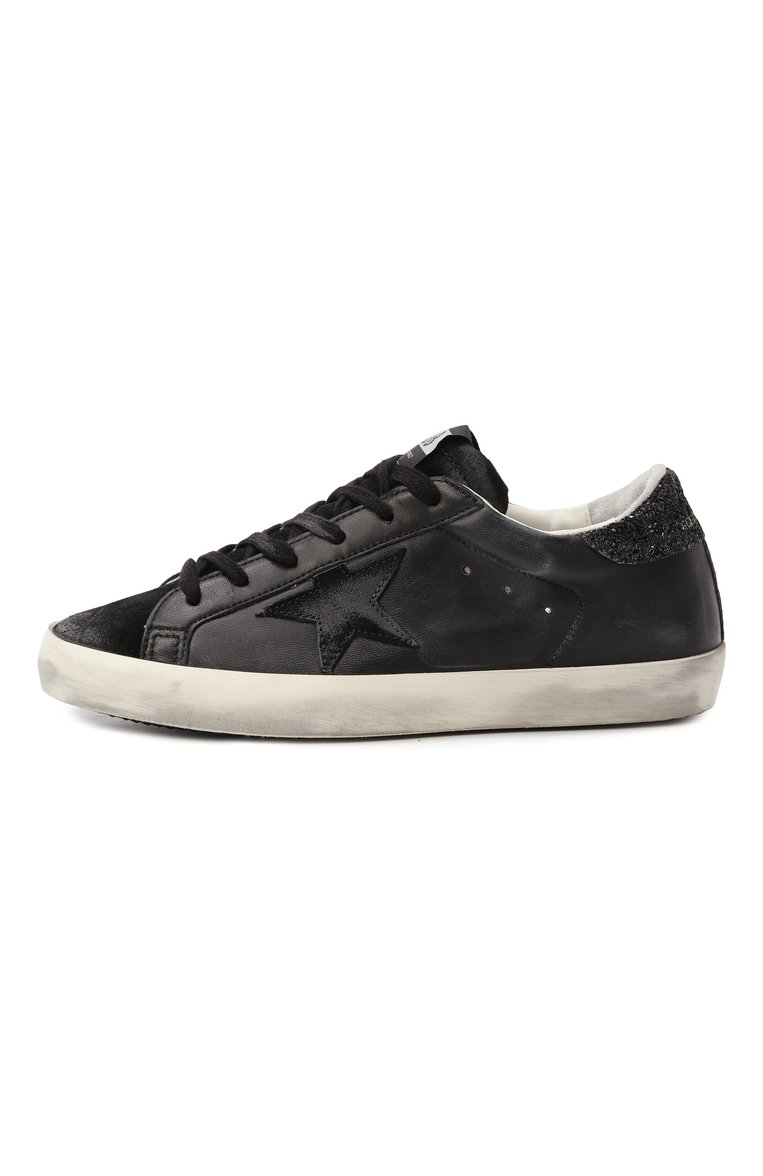 Женские кожаные кеды super-star GOLDEN GOOSE DELUXE BRAND черного цвета, арт. GWF00101.F003463 | Фото 4 (Подошва: Платформа; Материал внутренний: Натуральная кожа; Материал внешний: Натуральная кожа; Кросс-КТ: Низкие; Стили: Кэжуэл; Материал утеплителя: Без утеплителя; Автоматизация состава: Проставлено; Автоматизация ТО: Проставлено)