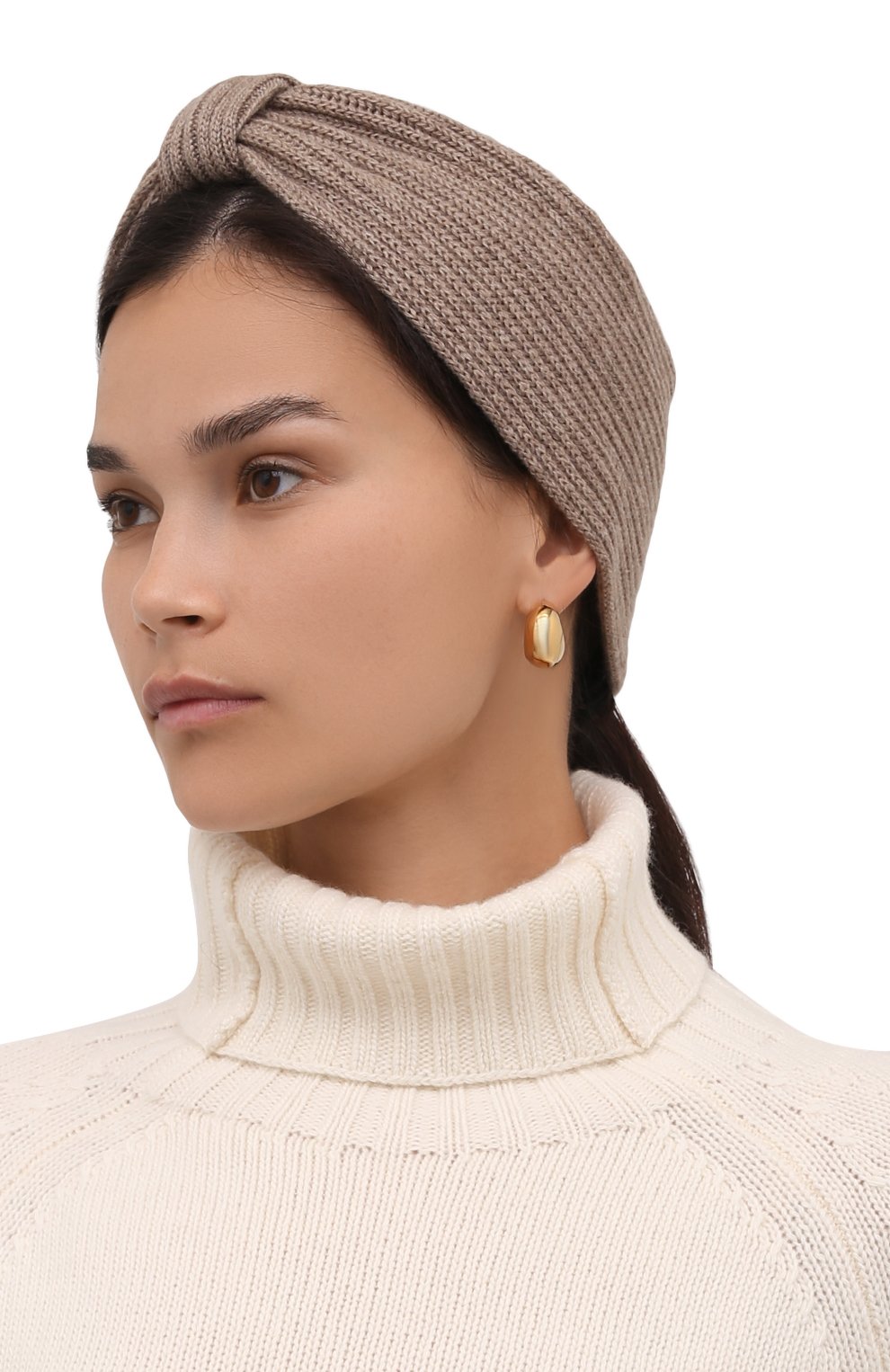 Кашемировая повязка на голову INVERNI темно-бежевого цвета по цене 19950 руб., арт. 4934 FM, фото 2 Кашемировая повязка на голову INVERNI, арт. 4934 FM, фото 2