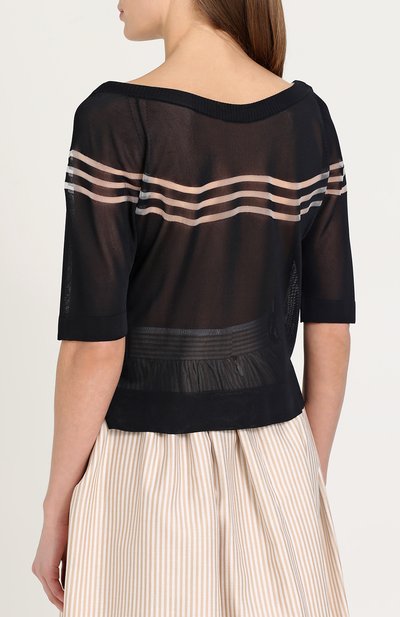 Полупрозрачный топ прямого кроя с круглым вырезом FENDI, арт. FZZ906/SYM, фото 4