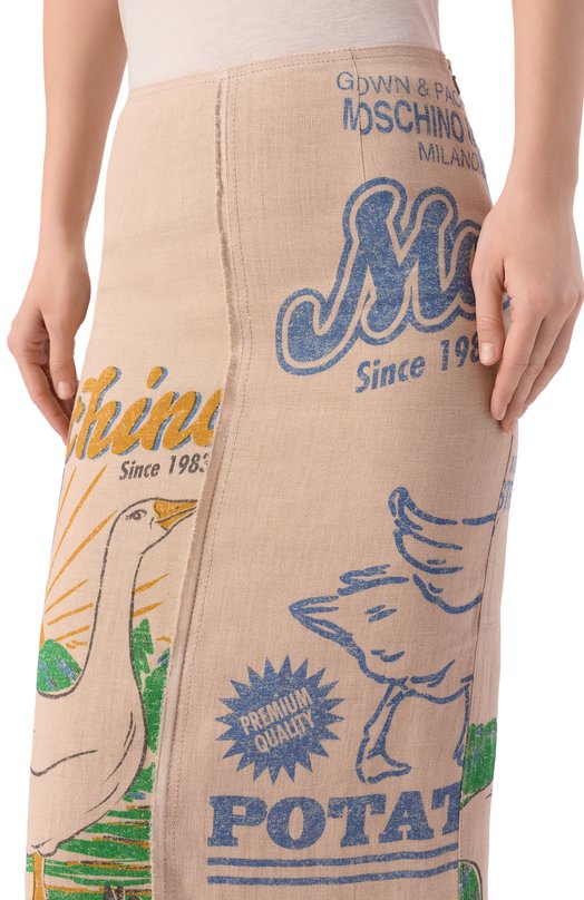 Льняная юбка Moschino A0117/0421 Бежевый  A0117/0421 Фото 5