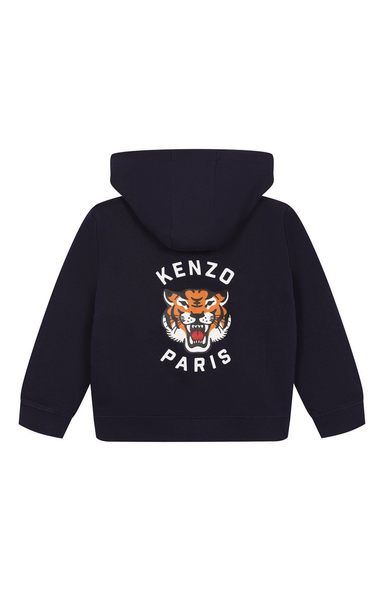 Детский хлопковая толстовка KENZO темно-синего цвета, арт. K61190 | Фото 2 (Рукава: Длинные; Материал подклада: Хлопок; Материал внешний: Хлопок; Мальчики Кросс-КТ: Толстовка-спорт, Толстовка-одежда; Автоматизация ТО: Проставлено; Автоматизация состава: Проставлено; Ростовка одежда: 9 лет | 134 см, 5 лет | 110 см, 7 лет | 122 см, 4 года | 104 см, 3 года | 98 см, 12 лет | 152 см, 2 года | 92 см)