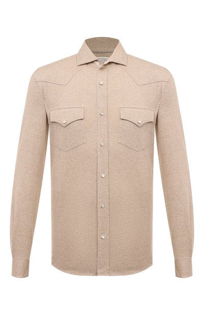 Мужская рубашка изо льна и хлопка BRUNELLO CUCINELLI, арт. MW835B2289