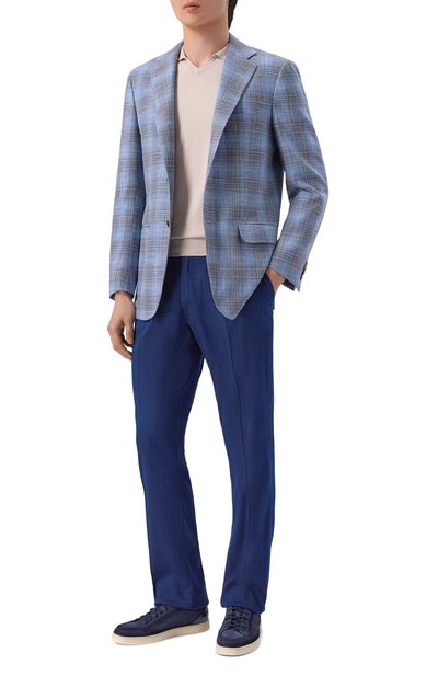 Пиджак из шерсти и шелка KITON голубого цвета по цене 674000 руб., арт. UG81K0628G, фото 3 Пиджак из шерсти и шелка KITON, арт. UG81K0628G, фото 3