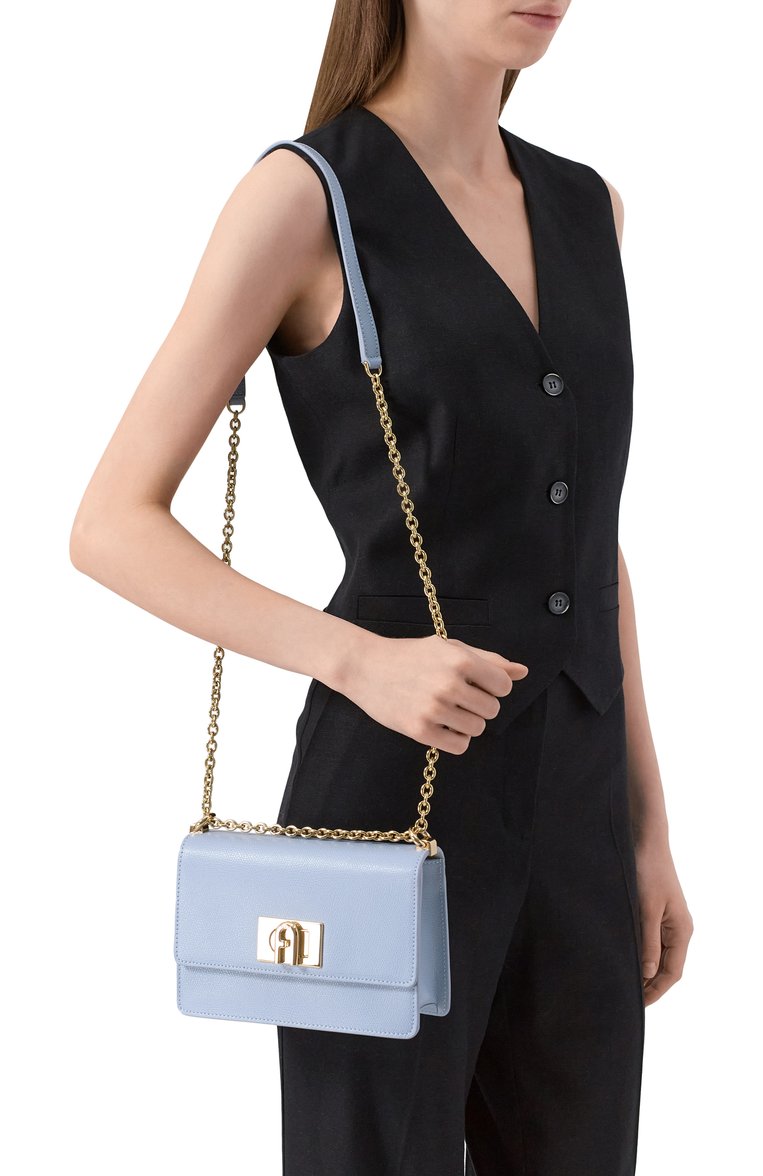 Женская сумка furla 1927 mini FURLA светло-голубого цвета, арт. BAFKACO/ARE000 | Фото 2 (Размер: mini; Материал: Натуральная кожа; Ремень/цепочка: На ремешке)