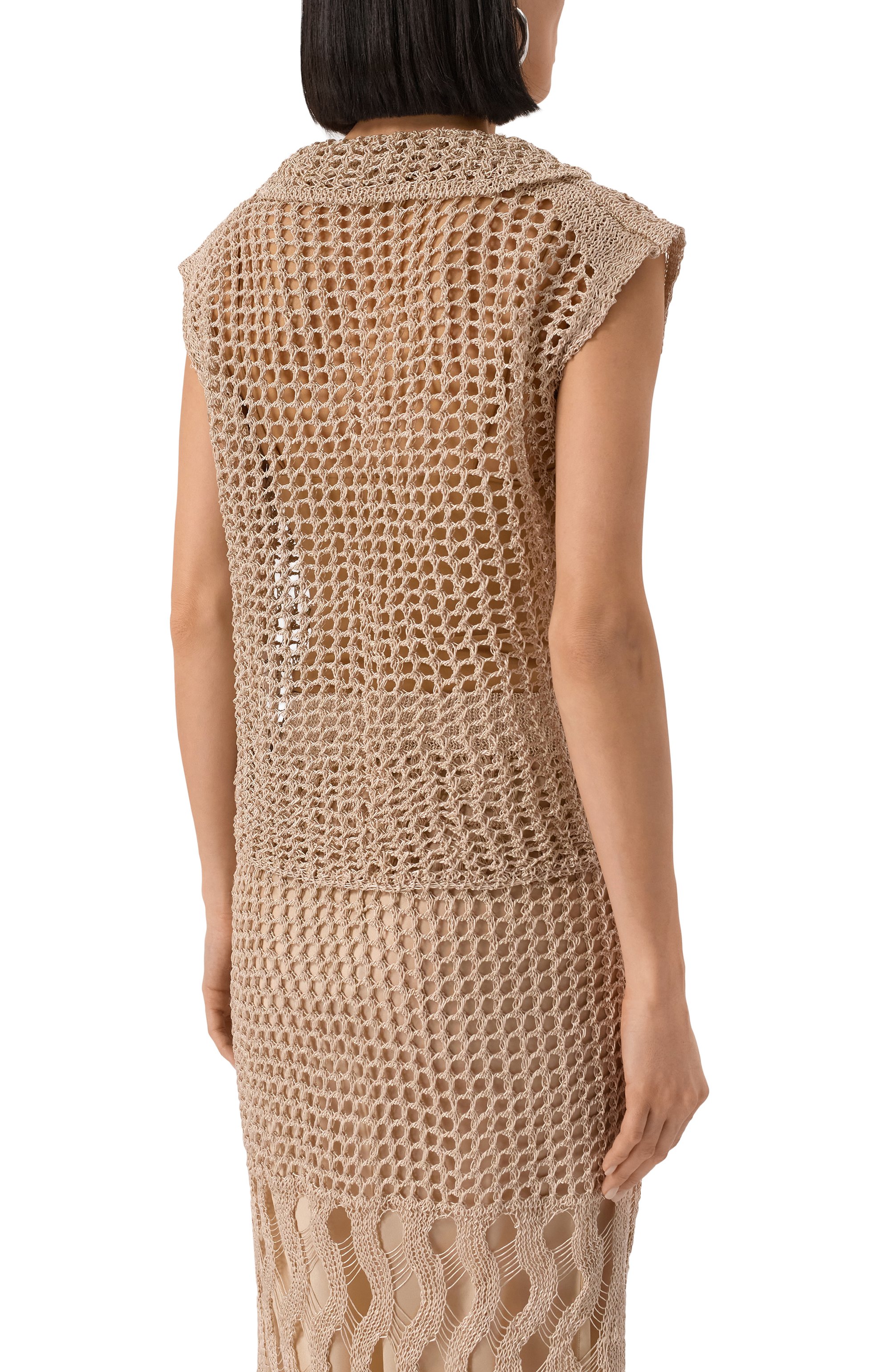 Топ из вискозы ERIKA CAVALLINI бежевого цвета по цене 49950 руб., арт. P5SC03, фото 4 Топ из вискозы ERIKA CAVALLINI, арт. P5SC03, фото 4