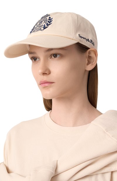 Хлопковая бейсболка SPORTY AND RICH кремового цвета по цене 8755 руб., арт. AC040606241CR01, фото 2 Хлопковая бейсболка SPORTY AND RICH, арт. AC040606241CR01, фото 2