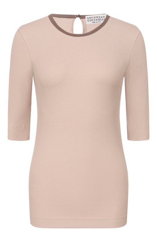 Хлопковый пуловер Brunello Cucinelli MG902D0300 Бежевый MG902D0300