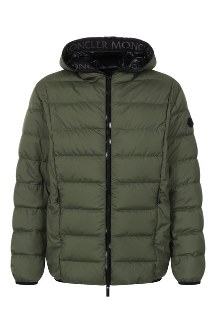 Мужская пуховик MONCLER темно-зеленого цвета, арт. 1A00026/596IU | Фото 1 (Материал внешний: Синтетический материал; Рукава: Длинные; Материал подклада: Синтетический материал; Драгоценные камни: Проставлено; Длина (верхняя одежда): Короткие; Материал сплава: Проставлено)