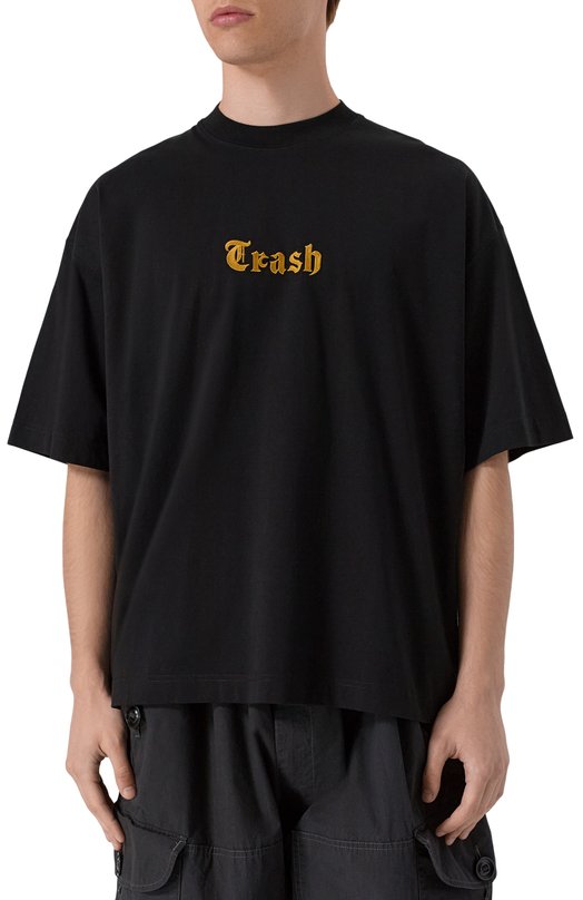 Хлопковая футболка VETEMENTS UH76TR540B/1000 LIGHT JERSEY Чёрный  UH76TR540B/1000 LIGHT JERSEY Фото 3