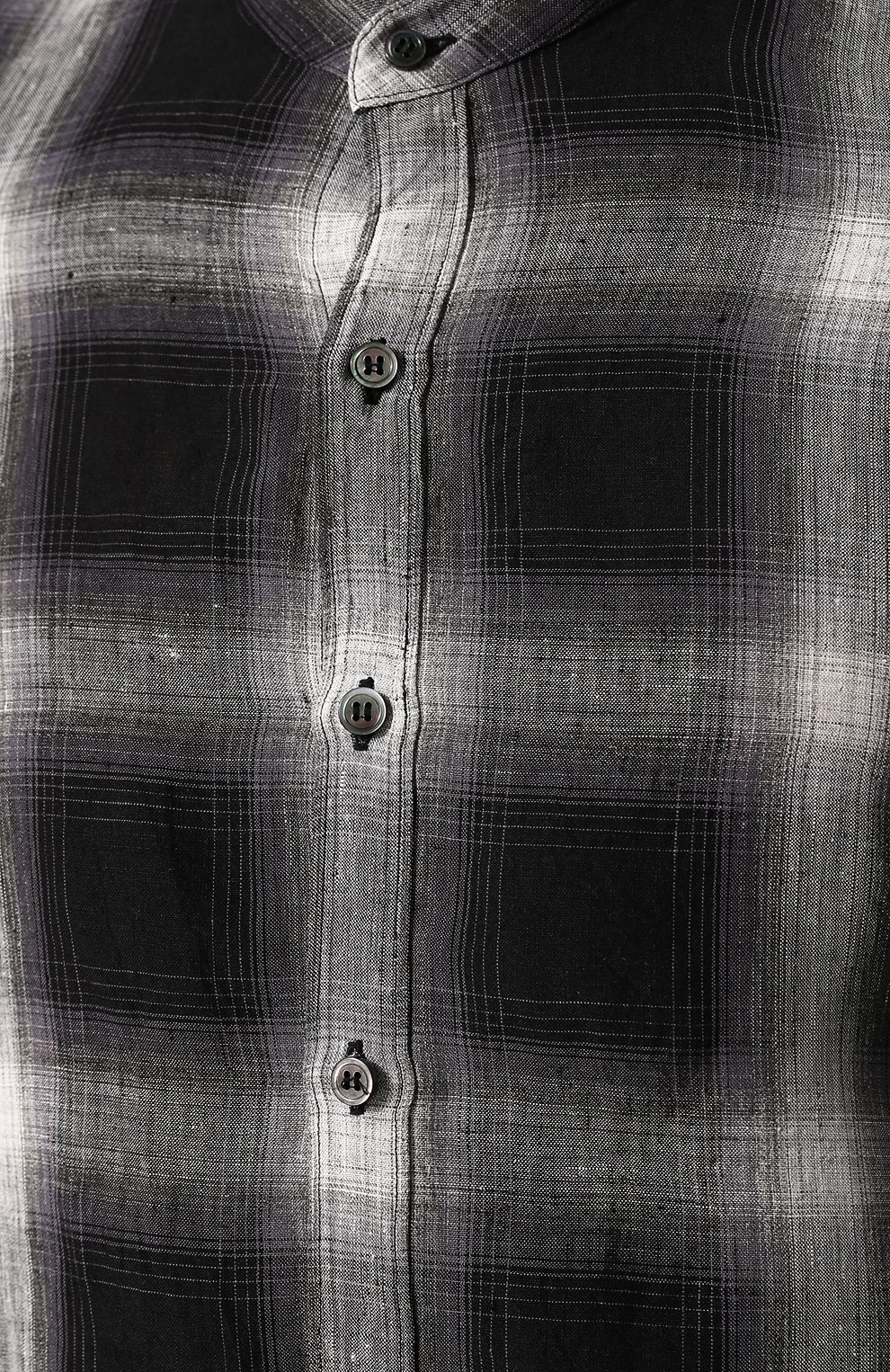 Льняная рубашка в клетку KAZUYUKI KUMAGAI черного цвета по цене 36700 руб., арт. KS81-056, фото 5 Льняная рубашка в клетку KAZUYUKI KUMAGAI, арт. KS81-056, фото 5