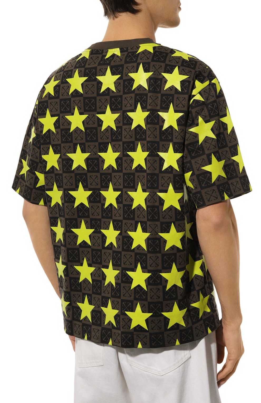 Хлопковая футболка OFF-WHITE салатового цвета по цене 39900 руб., арт. 0MAA120W24JER001, фото 4 Хлопковая футболка OFF-WHITE, арт. 0MAA120W24JER001, фото 4