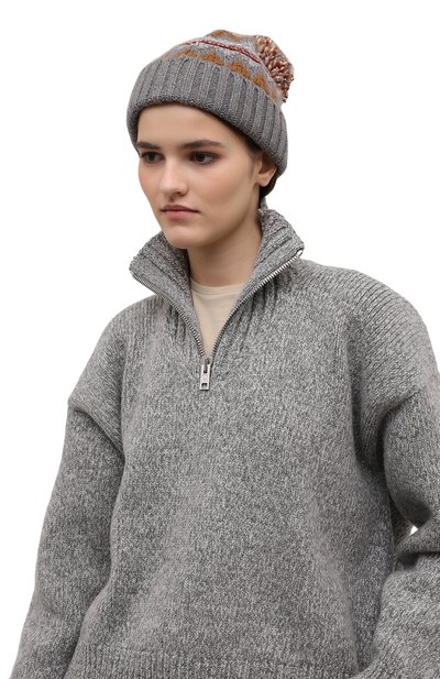 Кашемировая шапка LORO PIANA серого цвета по цене 59400 руб., арт. FAL9117, фото 2 Кашемировая шапка LORO PIANA, арт. FAL9117, фото 2