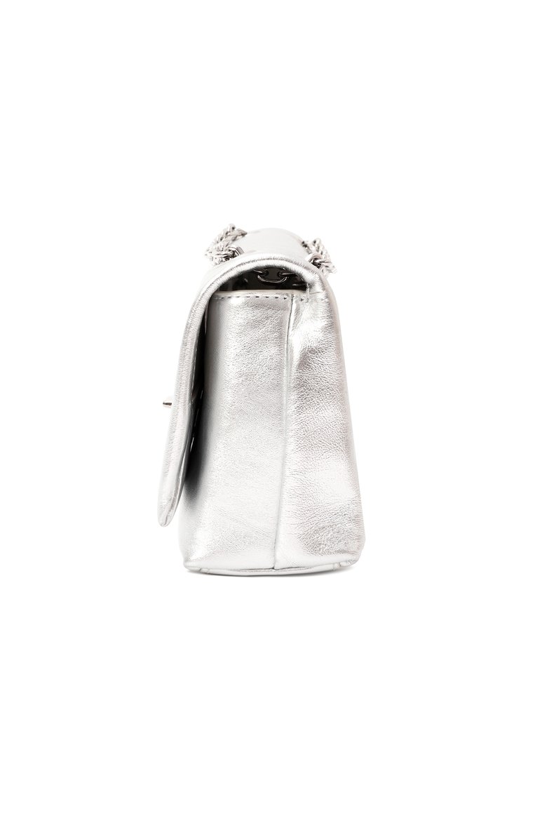 Женская сумка the dual MARC JACOBS (THE) серебряного цвета, арт. 2R4SMN005S02 | Фото 4 (Ремень/цепочка: Н�а ремешке; Материал: Натуральная кожа; Размер: small; Автоматизация состава: Проставлено; Автоматизация ТО: Проставлено)