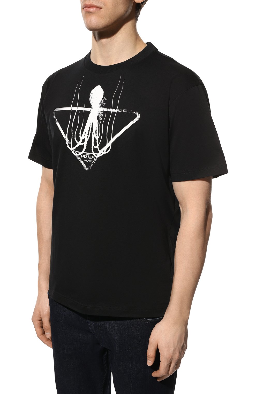 Хлопковая футболка PRADA, арт. UJN317-10JW-F0002-162, фото 3