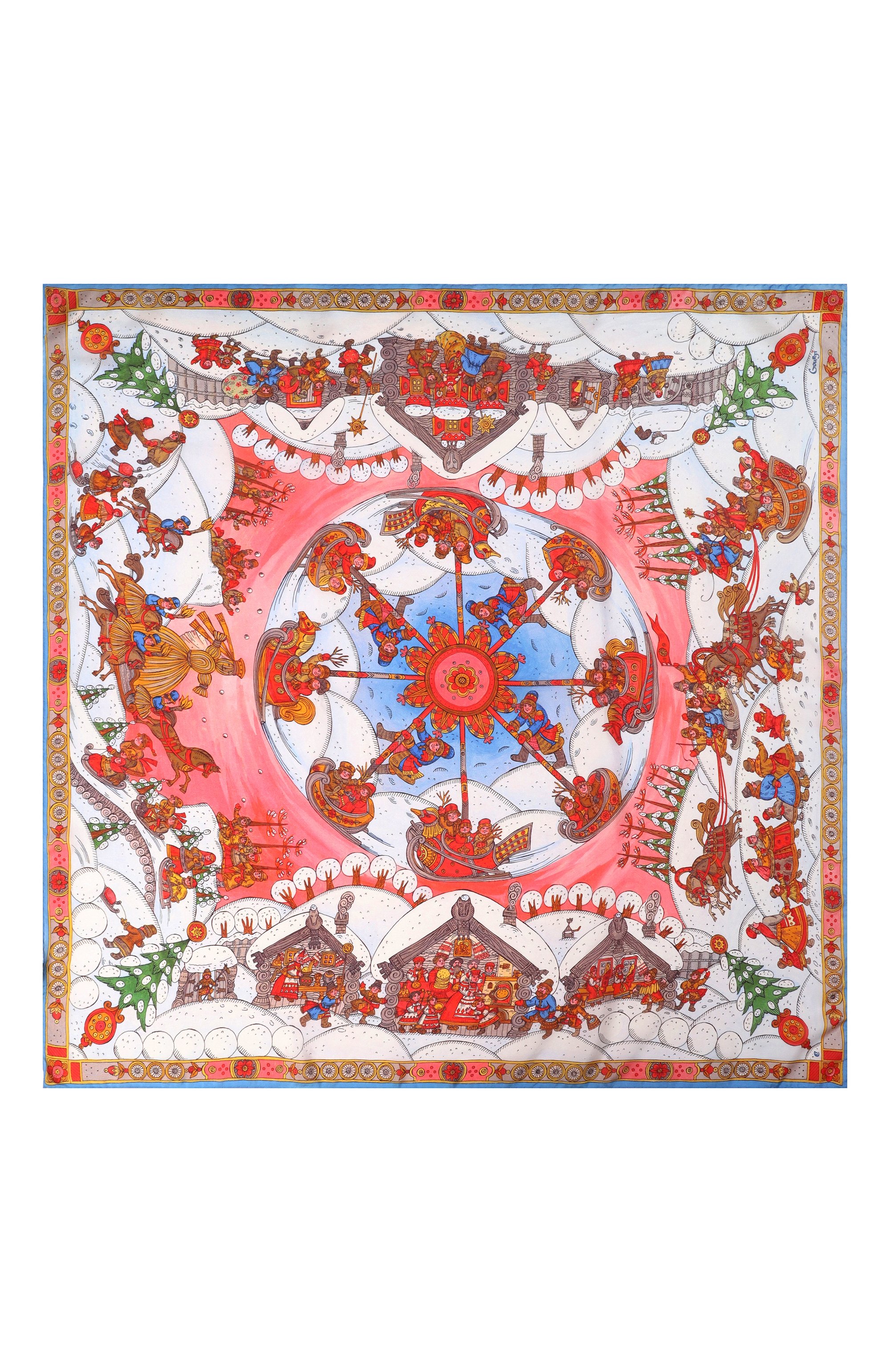 Шелковый платок зимние гуляния GOURJI, арт. 91133337/6151172, фото 4