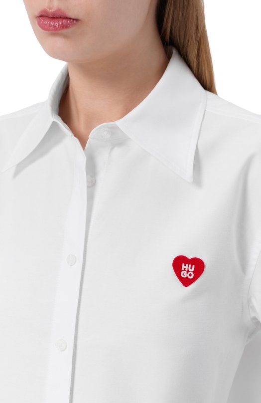 Хлопковая рубашка HUGO 50556398 Белый  50556398 Фото 5