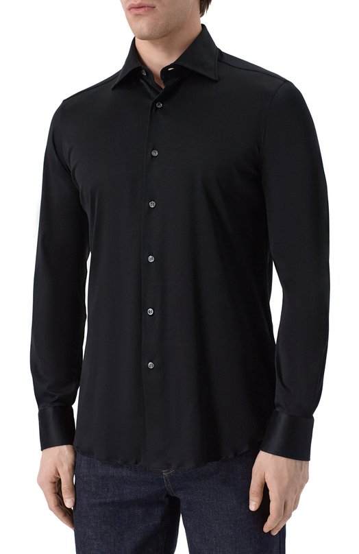 Хлопковая сорочка MVST SLIM/GABRIELLE/R0UND/1628-JERSEY (INTERL0CK) Чёрный  SLIM/GABRIELLE/R0UND/1628-JERSEY (INTERL0CK) Фото 3