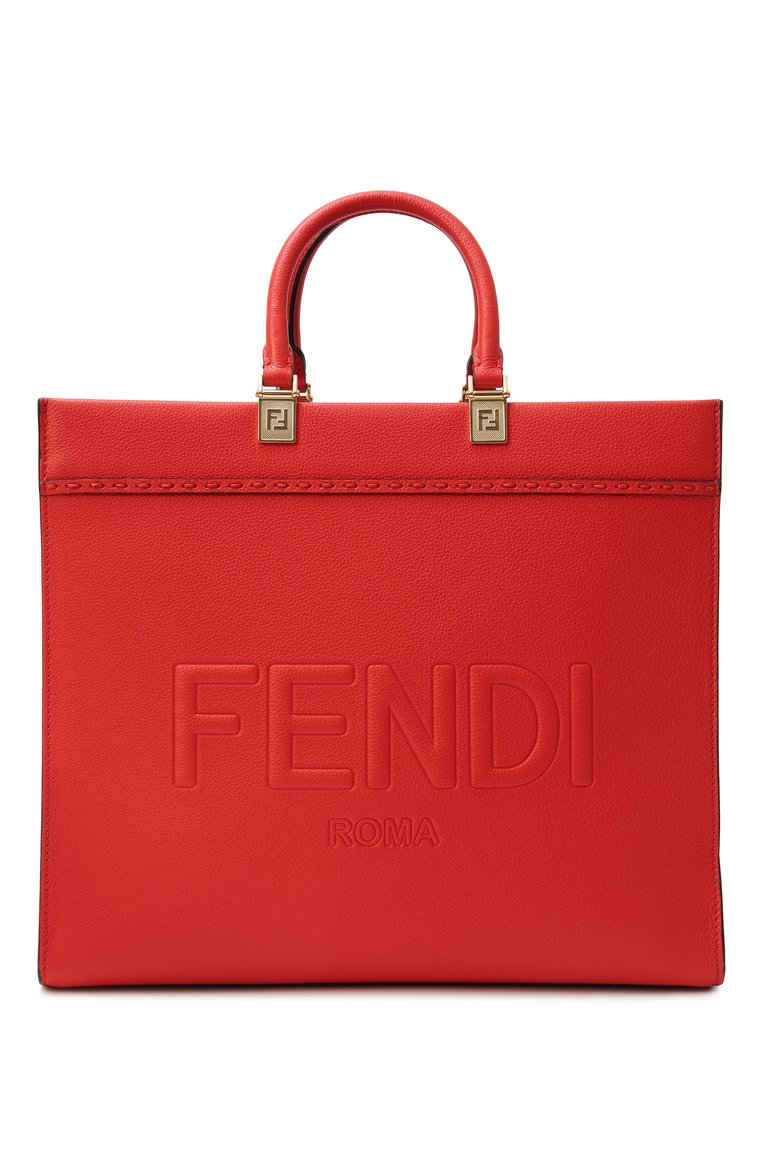 Женская сумка-тоут sunshine medium FENDI красного цвета, арт. 8BH386/AQF5 | Фото 1 (Материал: Натуральная кожа; Размер: medium)