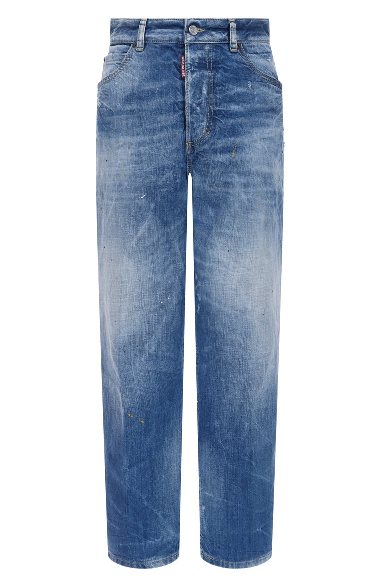 Женские джинсы boston DSQUARED2 синего цвета, арт. S72LB0836/S30309 | Фото 1 (Длина (брюки, джинсы): Стандартные; Материал внешний: Хлопок, Деним; Детали: Делаве; Силуэт Ж (брюки и джинсы): Прямые; Кросс-КТ: Деним; Стили: Гранж; Автоматизация состава: Проставлено; Автоматизация ТО: Проставлено)