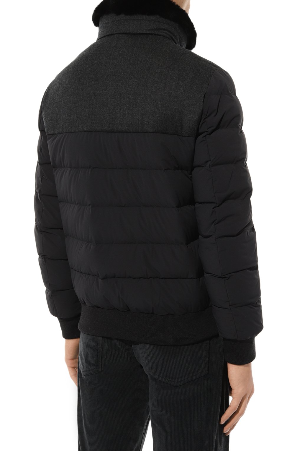 Пуховый бомбер с воротником из кролика HETREGO темно-серого цвета по цене 79150 руб., арт. 8N512R/B0RIS, фото 4 Пуховый бомбер с воротником из кролика HETREGO, арт. 8N512R/B0RIS, фото 4