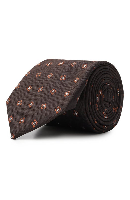 Шелковый галстук Corneliani 26U302-2620320 Коричневый 26U302-2620320