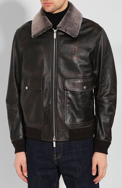Кожаный бомбер с меховой отделкой BERLUTI коричневого цвета по цене 548500 руб., арт. R16LBL53-001, фото 3 Кожаный бомбер с меховой отделкой BERLUTI, арт. R16LBL53-001, фото 3