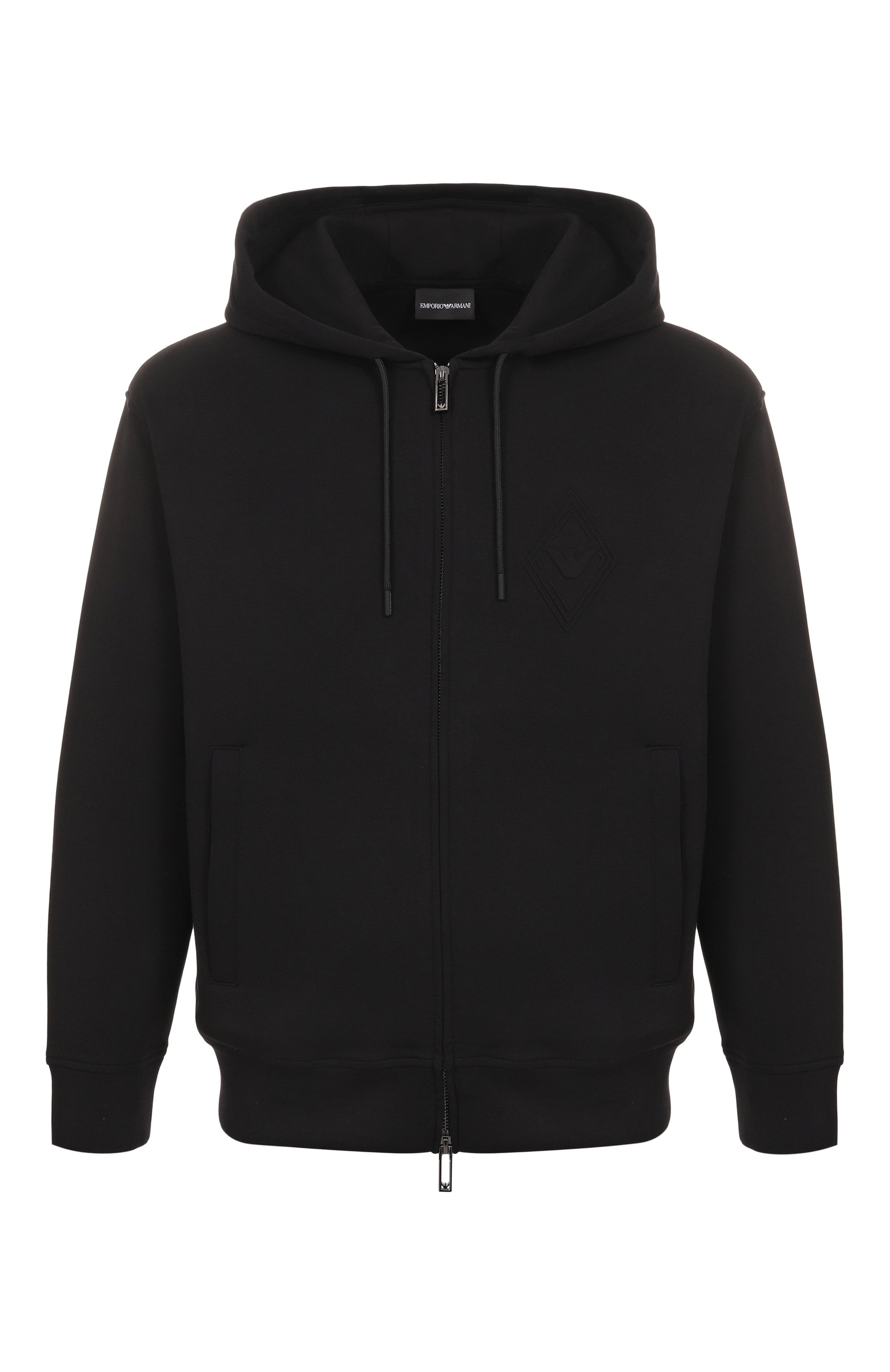 Хлопковая толстовка EMPORIO ARMANI черного цвета по цене 31350 руб., арт. EM001122/AF10013, фото 1 Хлопковая толстовка EMPORIO ARMANI, арт. EM001122/AF10013, фото 1