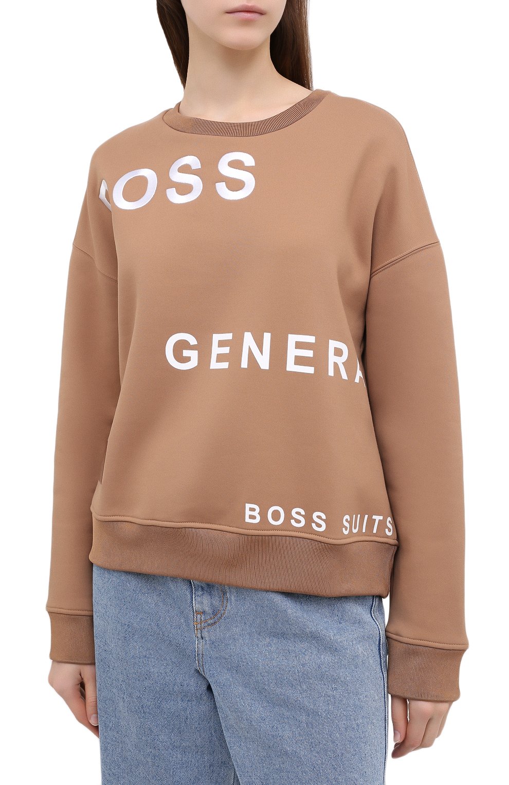 Хлопковый свитшот BOSS бежевого цвета по цене 16000 руб., арт. 50439388, фото 3 Хлопковый свитшот BOSS, арт. 50439388, фото 3