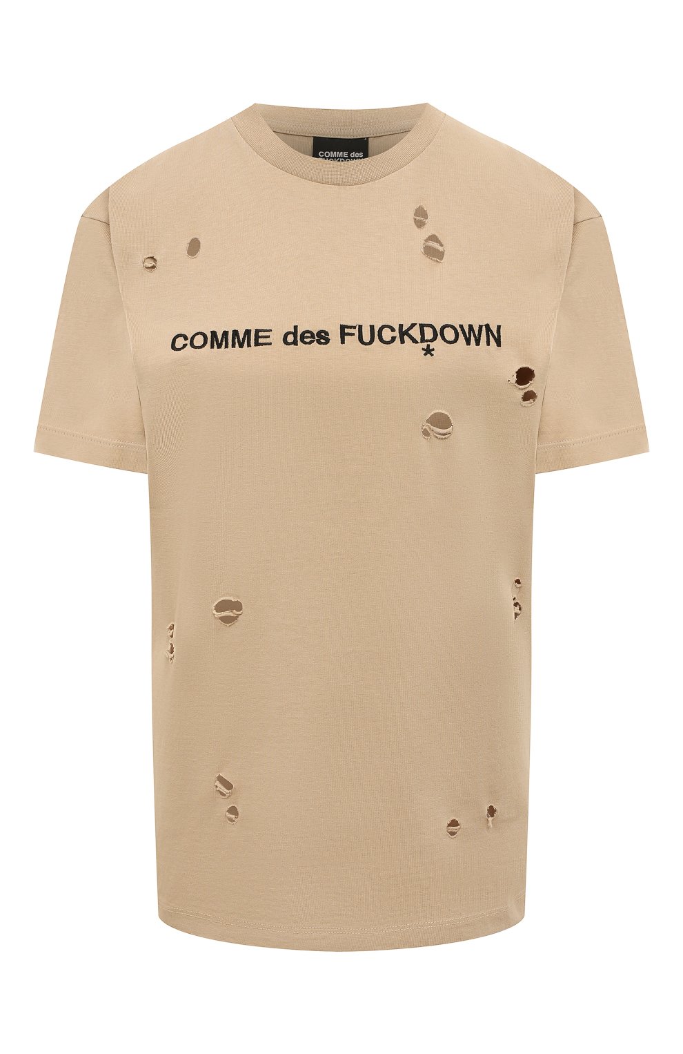 Хлопковая футболка COMME DES FUCKDOWN бежевого цвета по цене 9950 руб., арт. CDFD1964, фото 1 Хлопковая футболка COMME DES FUCKDOWN, арт. CDFD1964, фото 1