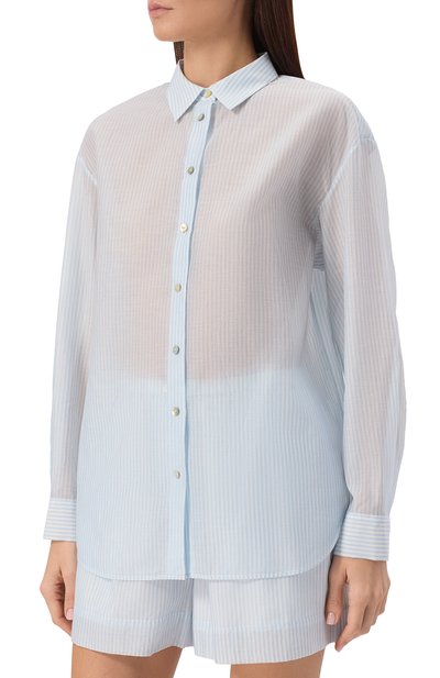 Рубашка из хлопка и шелка 12 STOREEZ голубого цвета по цене 16000 руб., арт. 132624, фото 3 Рубашка из хлопка и шелка 12 STOREEZ, арт. 132624, фото 3