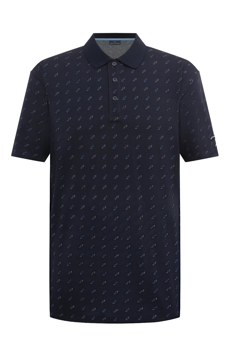 Мужское хлопковое поло PAUL&SHARK темно-синего цвета, арт. 24411337/3XL-6XL | Фото 1 (Рукава: Короткие; Материал внешний: Хлопок; Длина (для топов): Удлиненные; Стили: Кэжуэл; Застежка: Пуговицы; Принт: С принтом; Мужское Кросс-КТ: Футболка-одежда; Детали: Без декора; Автоматизация ТО: Проставлено; Автоматизация состава: Проставлено)