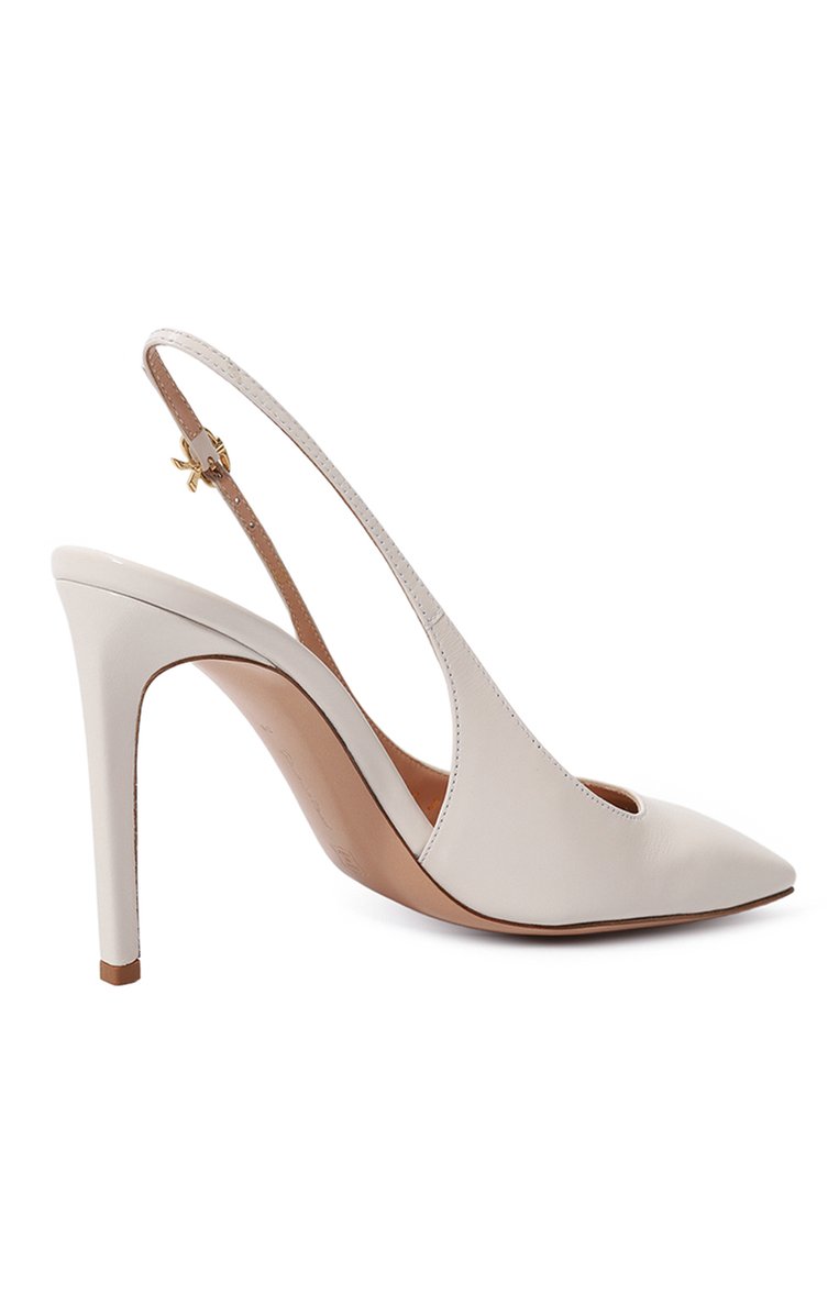 Женские кожаные туфли christina sling GIANVITO ROSSI белого цвета, арт. G95415.95RIC.NUI0FFW | Фото 5 (Подошва: Плоская; Материал сплава: Проставлено; Материал внутренний: Натуральная кожа; Драгоценные камни: Проставлено; Каблук высота: Высокий; Каблук тип: Шпилька; Материал внешний: Натуральная кожа; Женское Кросс-КТ: Слингбэки)