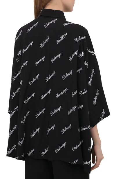 Рубашка из вискозы BALENCIAGA черного цвета по цене 75650 руб., арт. 595038/TJLY9, фото 4 Рубашка из вискозы BALENCIAGA, арт. 595038/TJLY9, фото 4