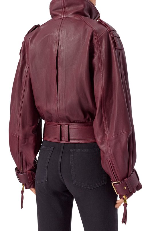 Кожаная куртка Balmain FF0TF510/LE05 Бордовый  FF0TF510/LE05 Фото 4