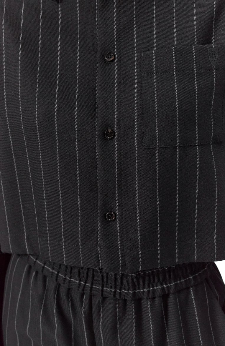 Женская шерстяная рубашка BURBERRY темно-серого цвета, арт. 8101124 | Фото 5 (Рукава: Длинные; Материал внешний: Шерсть; Длина (для топов): Укороченные; Женское Кросс-КТ: Рубашка-одежда; Принт: С принтом, Полоска; Стили: Классический; Материал подклада: Хлопок; Автоматизация состава: Проставлено; Автоматизация ТО: Проставлено)