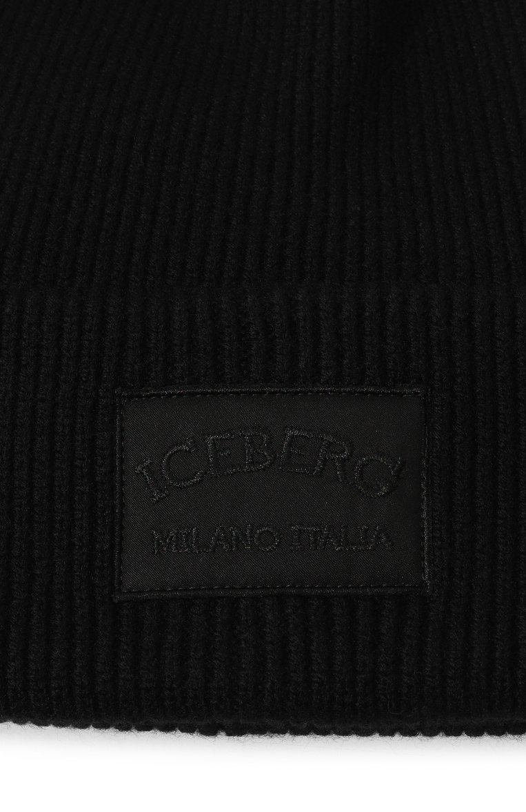 Мужская шерстяная шапка ICEBERG черного цвета, арт. 3040/9005 | Фото 3 (Нос: Не проставлено; Материал сплава: Проставлено; Материал: Шерсть, Текстиль; Кросс-КТ: Трикотаж)