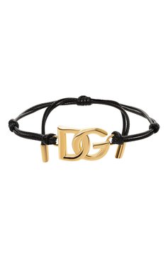 Мужской браслет DOLCE & GABBANA черного цвета, арт. WBP5L2 W1111/G0LD | Фото 1 (Материал: Текстиль, Металл; Региональные ограничения белый список (Axapta Mercury): Не проставлено; Нос: Не проставлено)