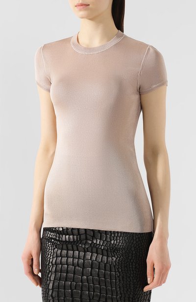 Футболка из вискозы TOM FORD бежевого цвета по цене 109500 руб., арт. MAK854-YAX207, фото 3 Футболка из вискозы TOM FORD, арт. MAK854-YAX207, фото 3