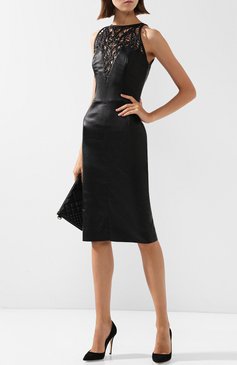 Приталенное кожаное платье с декоративной вставкой JITROIS, арт. DRESS L0LA BR0DEE AGNEAU STRETCH, фото 1