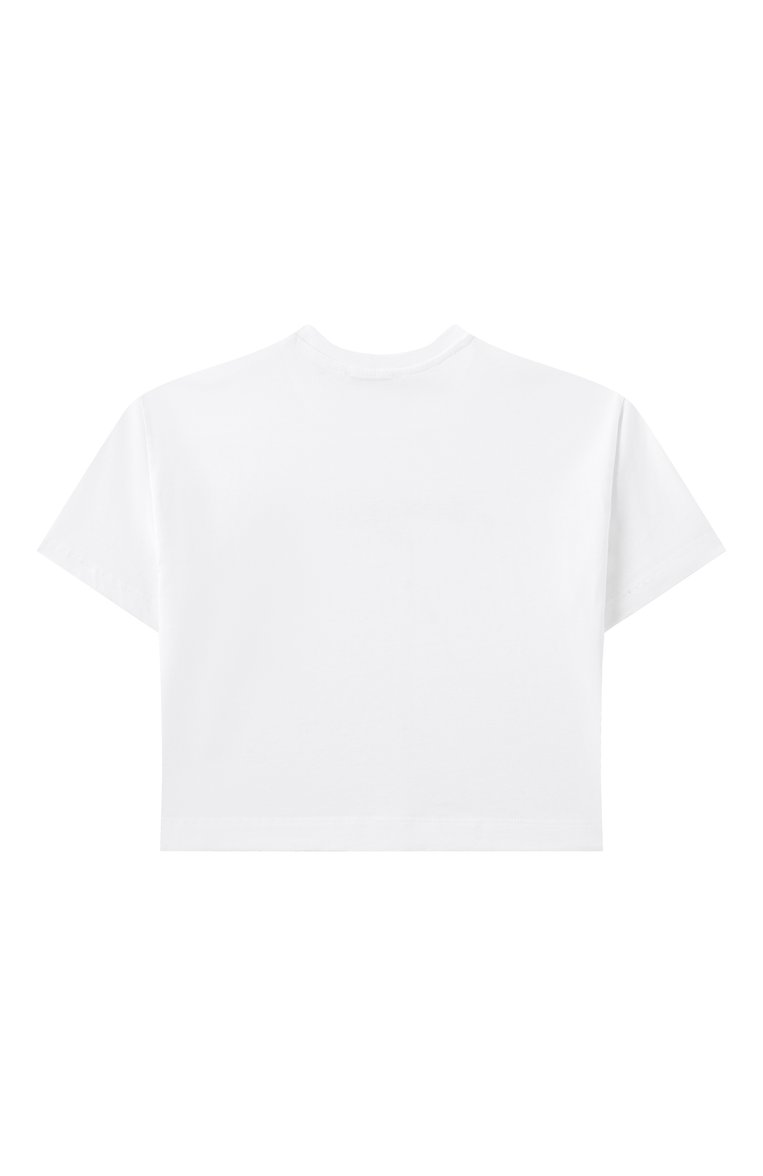 Детская хлопковая футболка MSGM KIDS белого цвета, арт. S5MSJGTH219 | Фото 2 (Материал сплава: Проставлено; Драгоценные камни: Проставлено; Рукава: Короткие; Девочки Кросс-КТ: футболка-одежда; Материал внешний: Хлопок; Ростовка одежда: 8 лет | 128 см, 13 - 15 лет | 158 см, 6 лет | 116 см, 12 лет | 152 см, 10 - 11 лет | 140 - 146см)