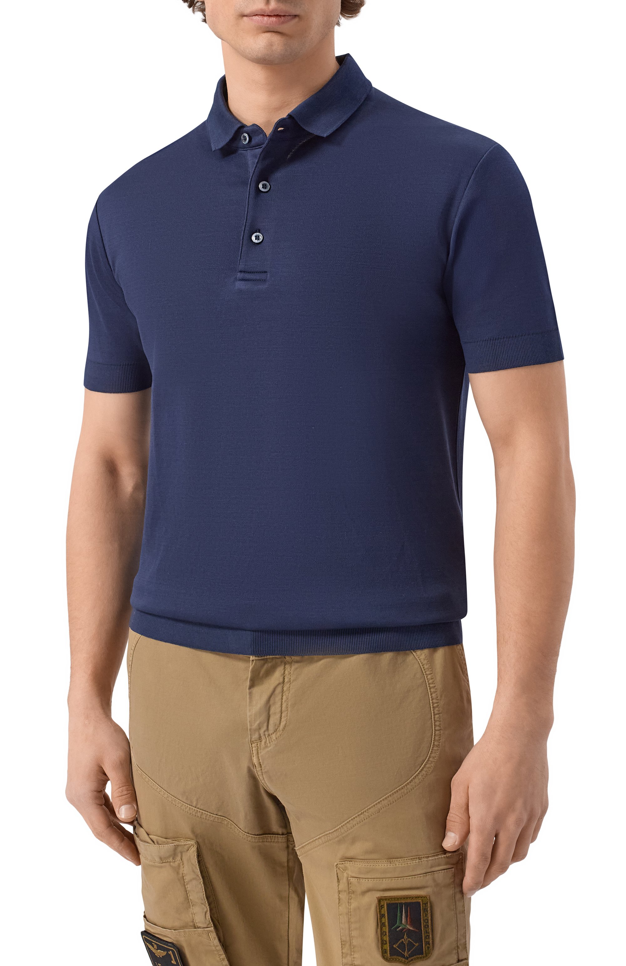 Хлопковое поло DUNO темно-синего цвета по цене 19950 руб., арт. N0VUS/BARZI, фото 3 Хлопковое поло DUNO, арт. N0VUS/BARZI, фото 3