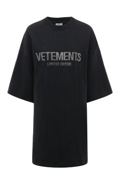 Мужского хлопковая футболка VETEMENTS черного цвета, арт. UE54TR180B | Фото 1 (Региональные ограничения белый список (Axapta Mercury): Не проставлено; Принт: С принтом; Нос: Не проставлено; Материал внешний: Хлопок; Стили: Спорт-шик; Женское Кросс-КТ: Футболка-одежда)