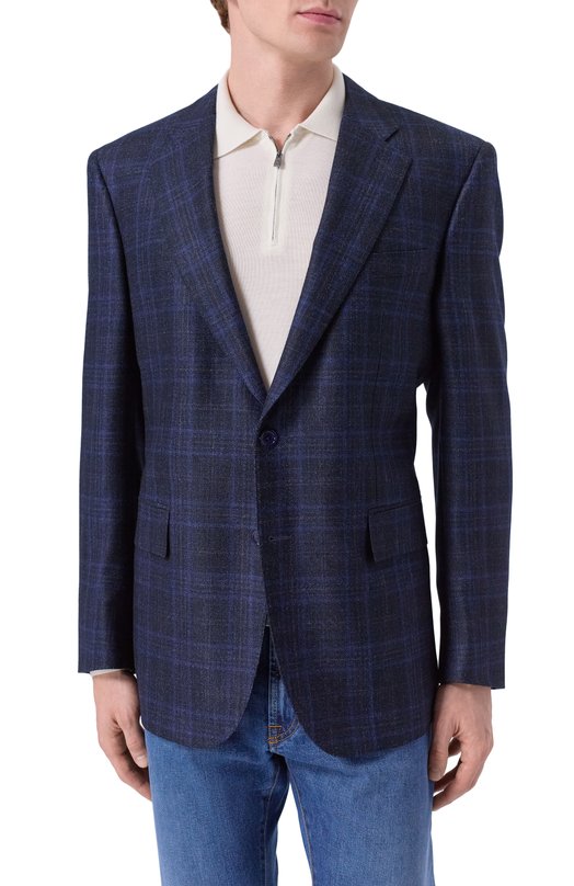 Пиджак из шерсти и шелка Stefano Ricci S1RF432000/LP72HA/0948/48-58 Синий  S1RF432000/LP72HA/0948/48-58 Фото 4